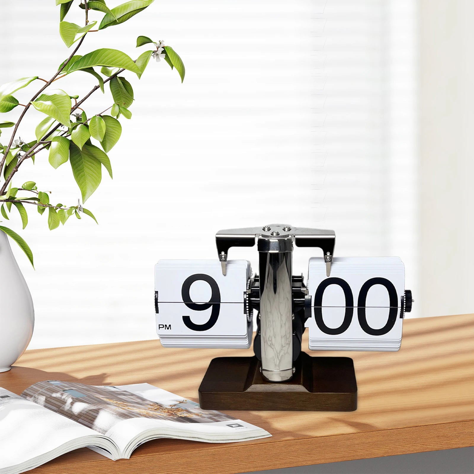 Flip Clock Retro Digital Table Clock Vintage Mechanical Auto Flip Clock Table Decoration and Accessories for Home Room Cafe Desk