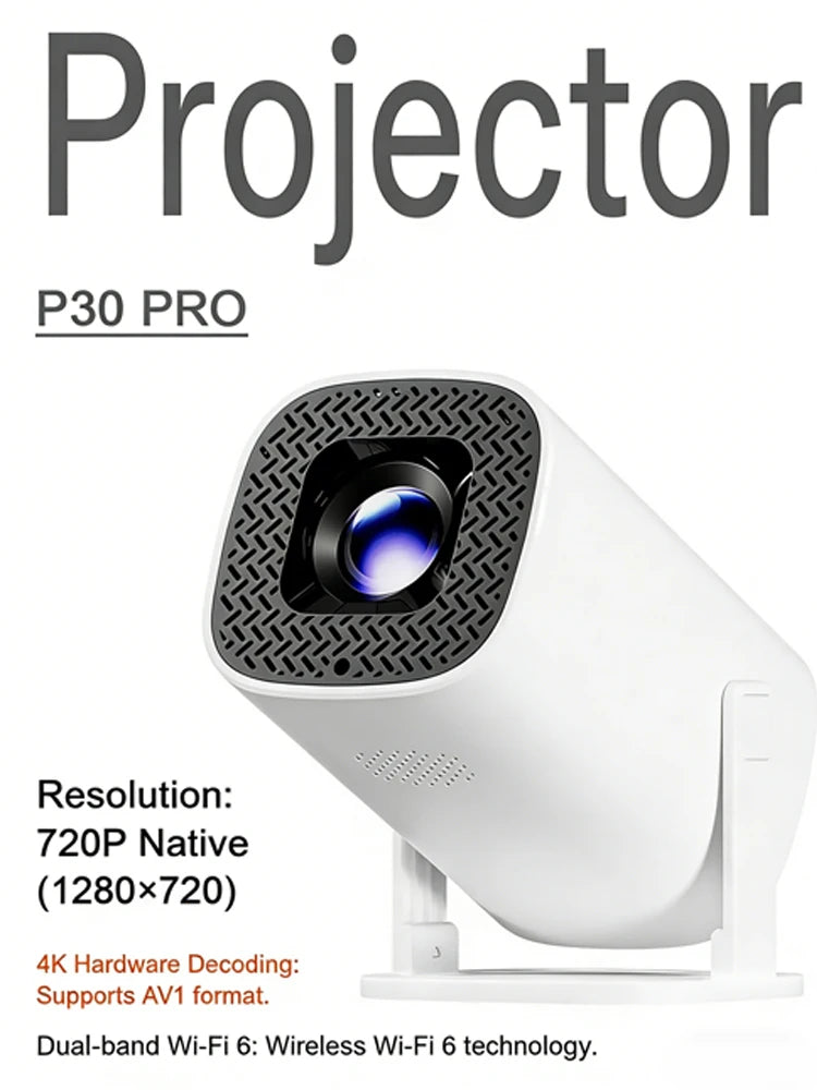 Ourdoor Smart P30PRO Mini Projector Linux System WiFi6 BT 5.0 Support 4K 1280*720P Smart Home Cinema Outdoor Portable Projector