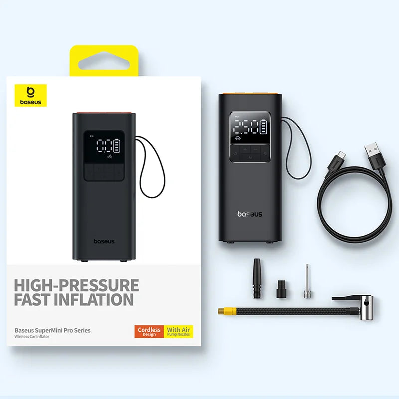 Baseus Air Pump Portable Wireless Car Compressor for Car Bike Bicycle Motorcycles Rechargeable Digital Electric Tire Inflator